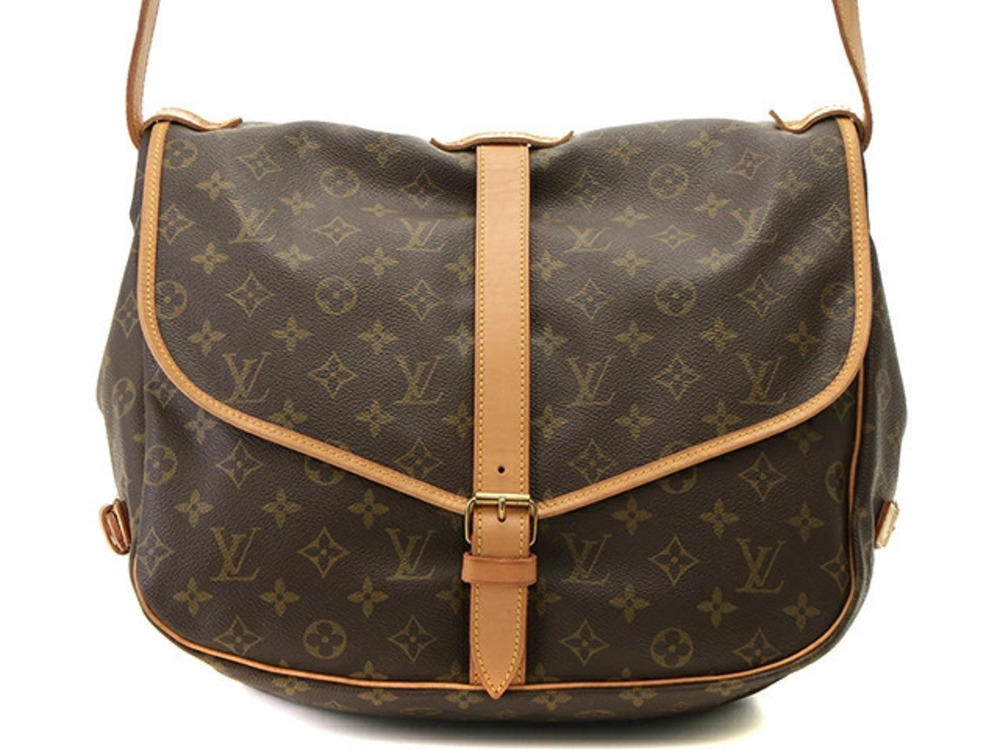 LOUIS VUITTON Saumur Shoulder Bag Monogram Brown